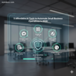 A digital dashboard showing various AI automation icons for business growth - mobilecrc.com.