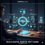 A visual flowchart showing the steps from finding a niche to launching a no-code Micro-SaaS app - mobilecrc.com.
