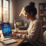A young entrepreneur working on a laptop in a modern home office - mobilecrc.com.