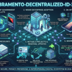 A glowing digital fingerprint merging with a blockchain network icon - mobilecrc.com.